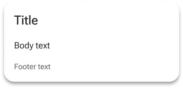 A card with a title and representations of the default and footer slots includes a small amount of spacing on the left and right edges of the card container.