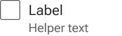 A checkbox with label includes sample helper text immediately below the label. The helper text is aligned to the left edge of the label text and both are positioned to the right of the checkbox input.