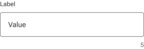 A numeric counter displaying only the current number of characters is positioned below an input field and aligned to the right.