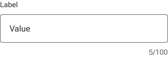 A numeric counter is positioned below an input field and aligned to the right. The counter consists of a number representing the current number of characters in the field followed by a number representing the total number of characters allowed in the field. These two numbers are separated by a forward slash.