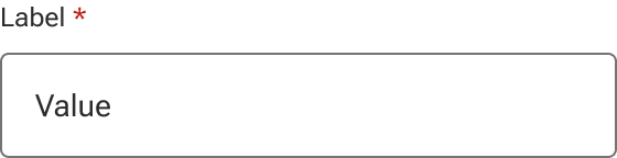 An input includes an indicator styled as a red asterisk to the right of the label.
