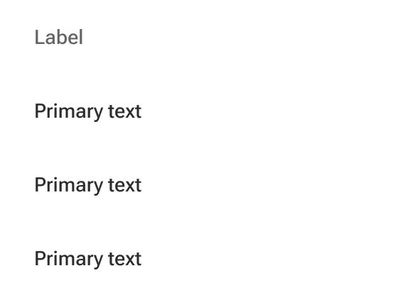A sample list group heading is positioned immediately above a series of three list items represented as basic text.
