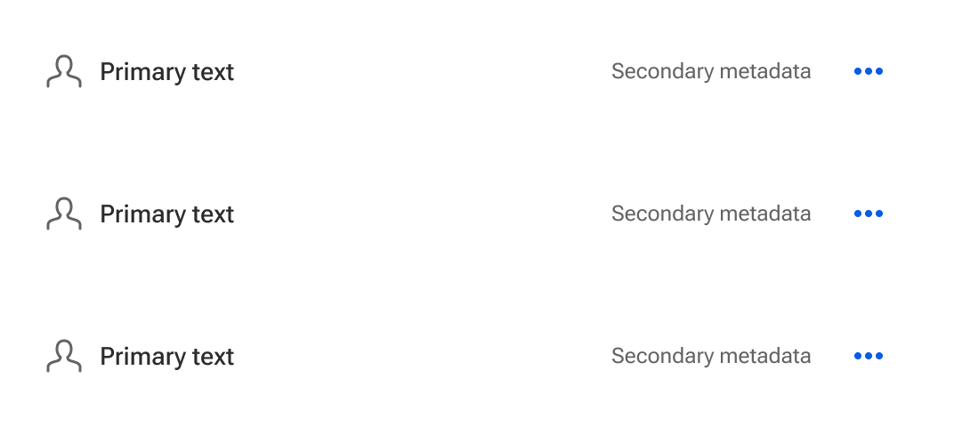 A series of three list items with sample content are grouped together within an implied container.