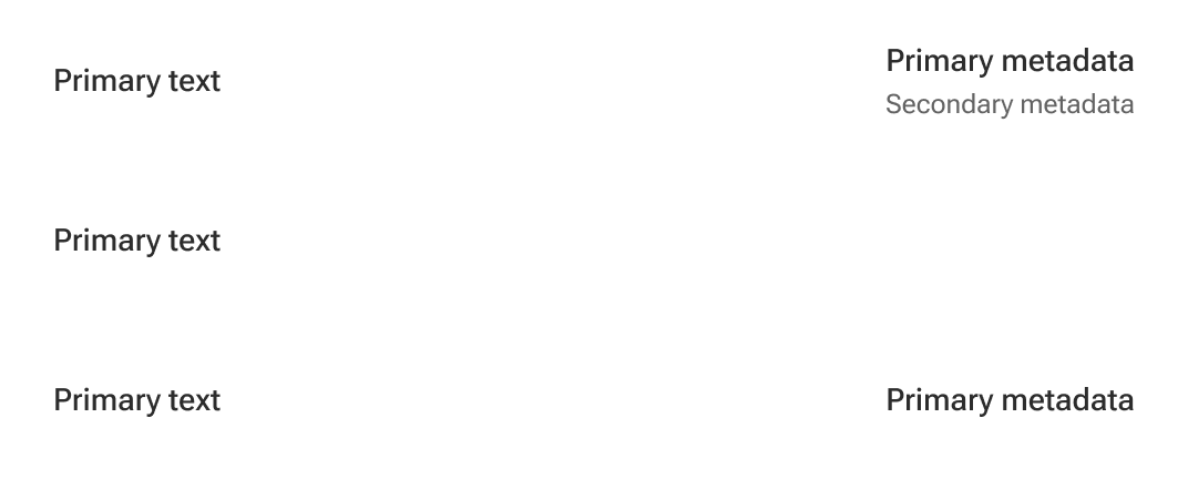 A series of three list items, each with different types of content, have the same height.