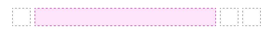 A blue rectangle highlights the position of the text slot in between a slot to its left and two slots to its right.