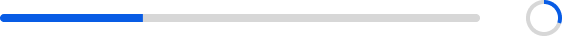 Two progress indicators are compared side-by-side. The left example is a gray pill-shaped bar. A blue bar fills about one-third of the gray one starting from the left. The right example is a gray circular outline. A blue outline starts at the top of the circle and fills about one-third of the way around the circle.