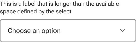 The select label text wraps to a second line when it meets the edge of an implied container around the select.