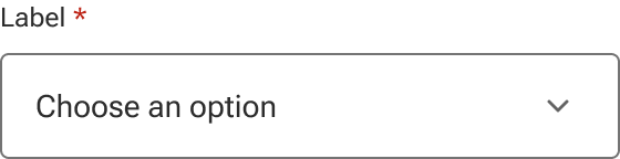 A select includes an indicator styled as a red asterisk to the right of the label.