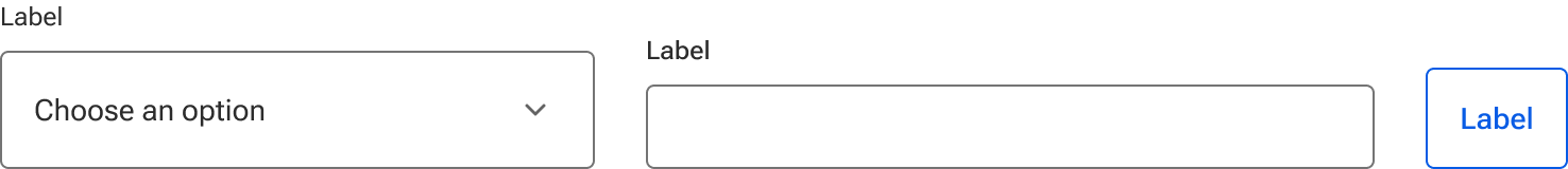 One select, one input and one button are arranged inline, each element a different height.