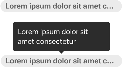 A tag with a truncated label and another instance of the same tag with a tooltip displayed above the label