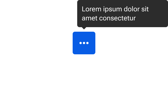 A tooltip is positioned above an icon-only button. Sample label text within the tooltip wraps to two lines at a point defined by the tooltip's maximum width.
