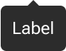 An arrow is positioned along the top edge of a rounded rectangle that includes sample label text. The arrow is horizontally-centered with the label.