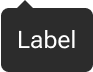 An arrow is positioned along the top edge of a rounded rectangle that includes sample label text. The arrow is inset to align with the left edge of the label.