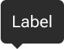 An arrow is positioned along the bottom edge of a rounded rectangle that includes sample label text. The arrow is inset to align with the left edge of the label.